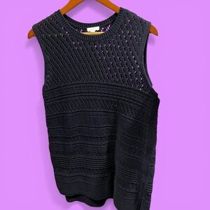 Cute open weave chunky knit J. Jill sleeveless tunic sweater cotton linen beach